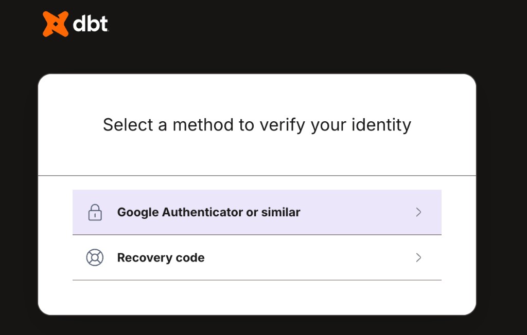 The verify-your-identity screen for accounts that use an authenticator app.